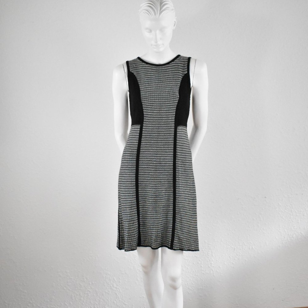 Calvin Klein Black & White Striped Knit Dress Sz S
